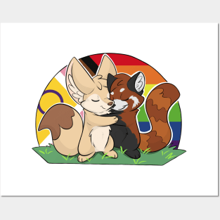 LGBTQIA+ - Fennec Fox + Red Panda Hug Posters and Art